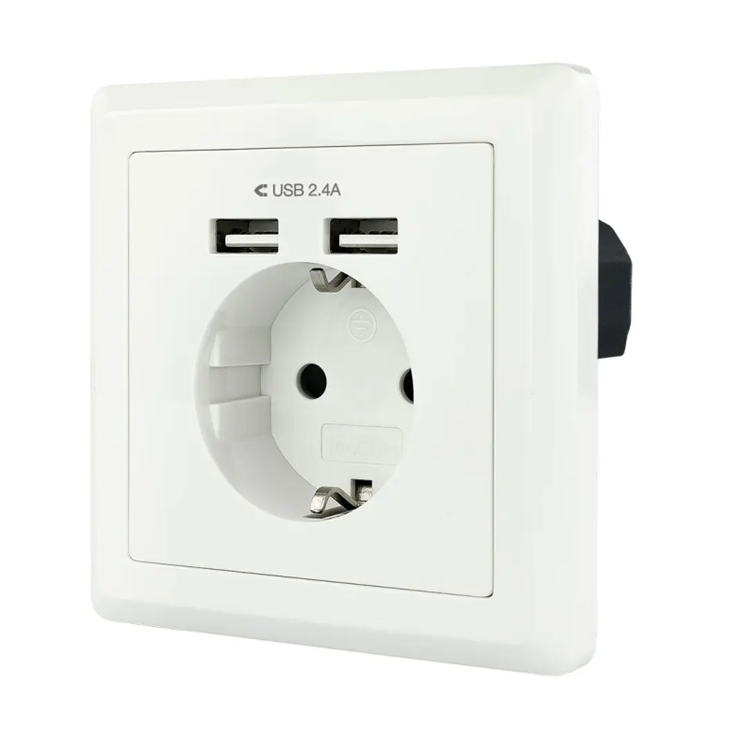 Nanocable Base de enchufe pared schuko+2USB 2.4A 1