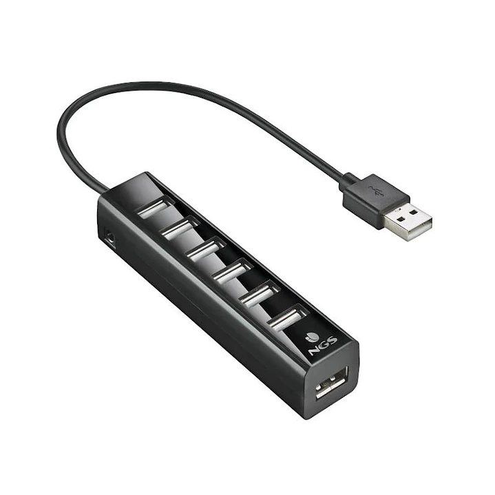 NGS Hub 7 puertos 2.0 con adap.corriente 3