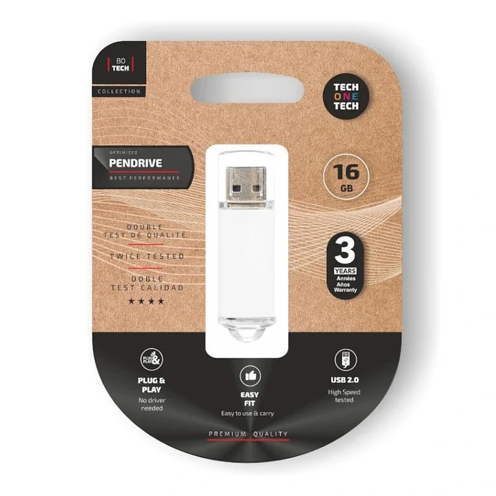 TECH ONE TECH Basic Pendrive 16Gb USB 2.0 Blanco 1
