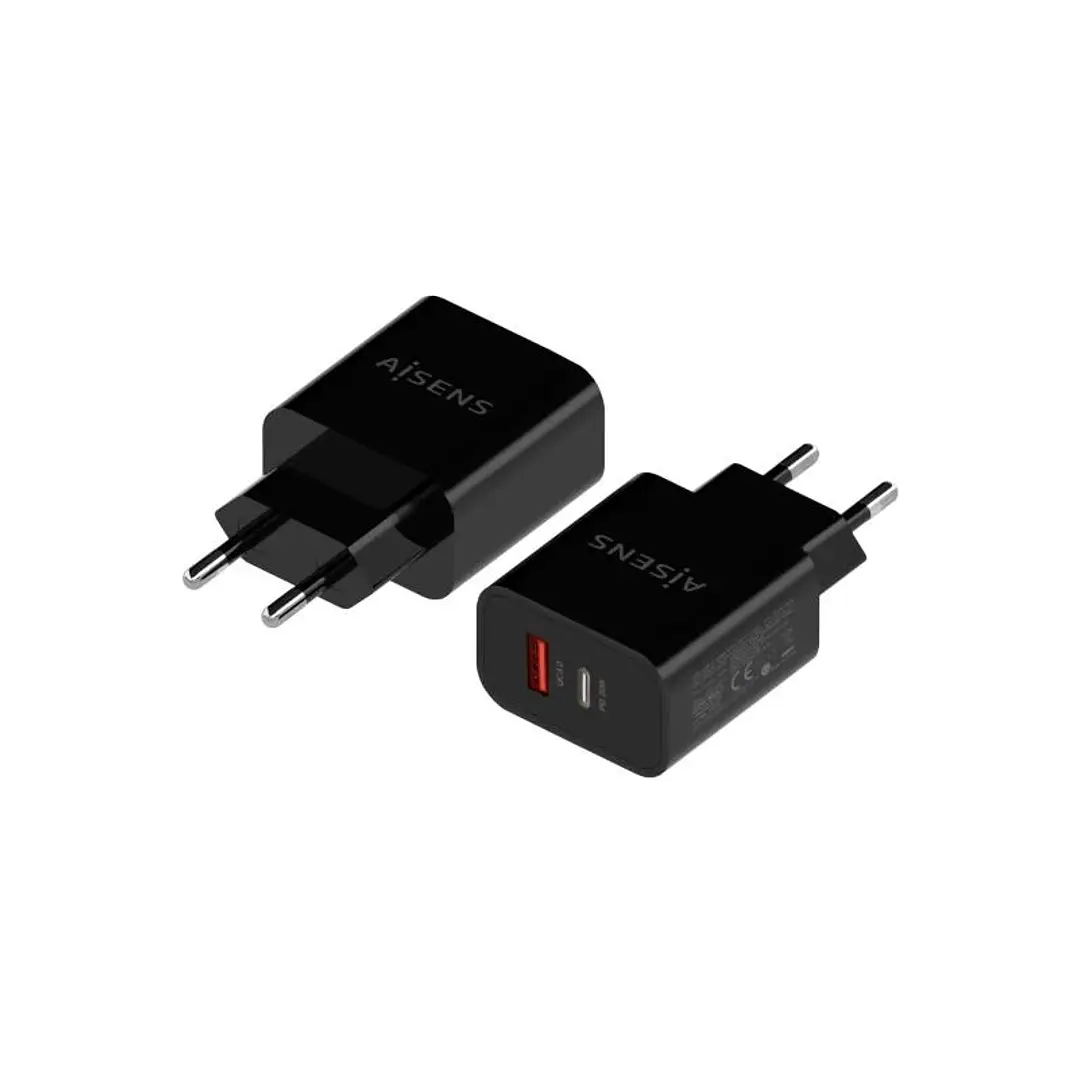 Aisens Cargador 20W USB-C PD3.0 USB-A QC3.0 Negro 1