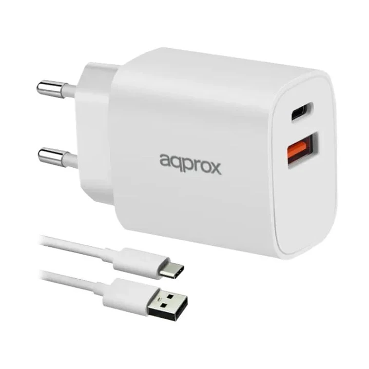 APPROX CARGADOR 20W QC 1 X USB A+ 1 X USB C+CABLE 1