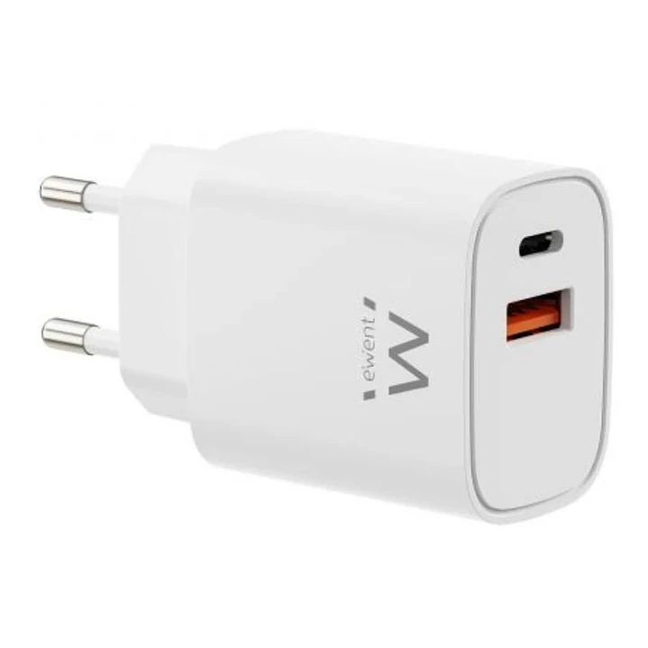 EWENT Cargador Rápido Gan 30W USB-C PD USB-A PD/QC 1