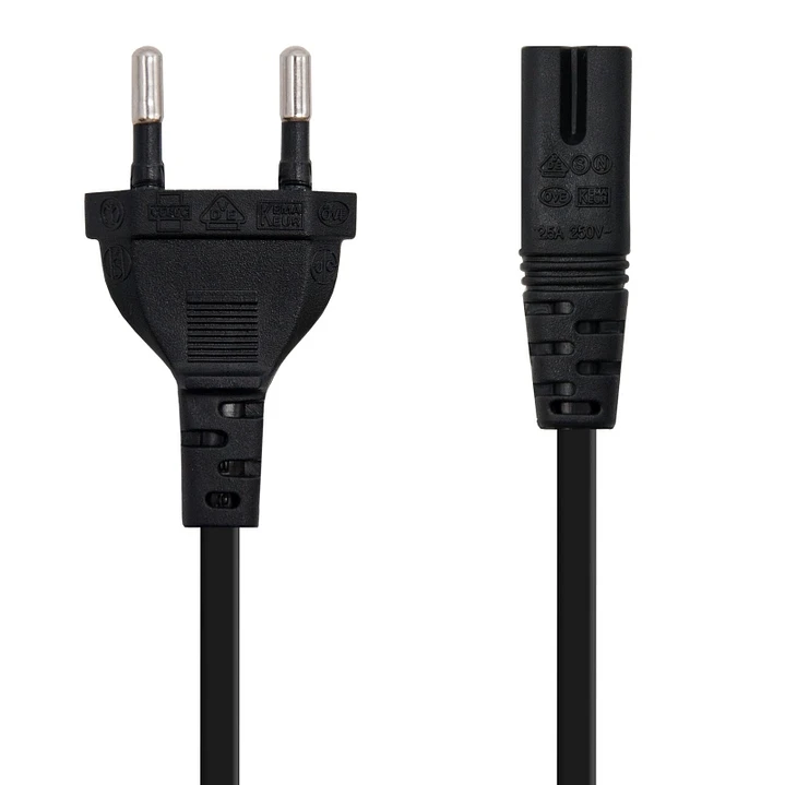 Nanocable Cable Alim. forma 8 CEE7/16/M-C7/H, 1.5m 1