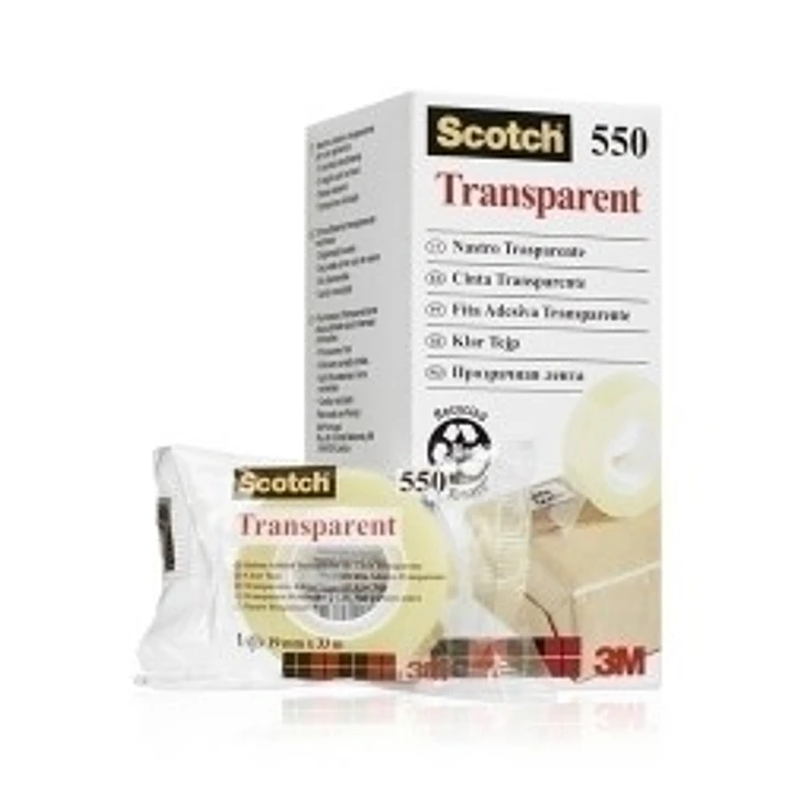 Scotch 550 Cinta Adhesiva 19mm x 33m - Embolsada Individualmente - Transparente 1