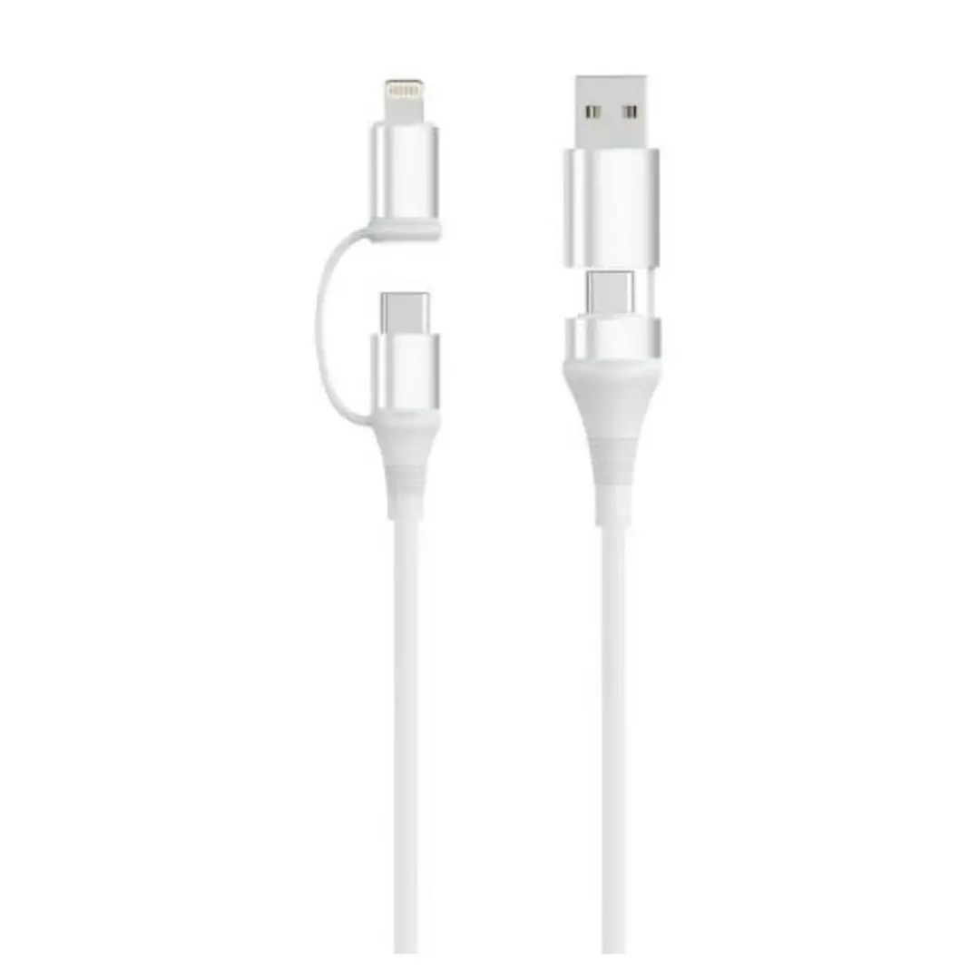 EWENT Cable Carga 4-1 60W 2m USB-C Lightning USB-A 1