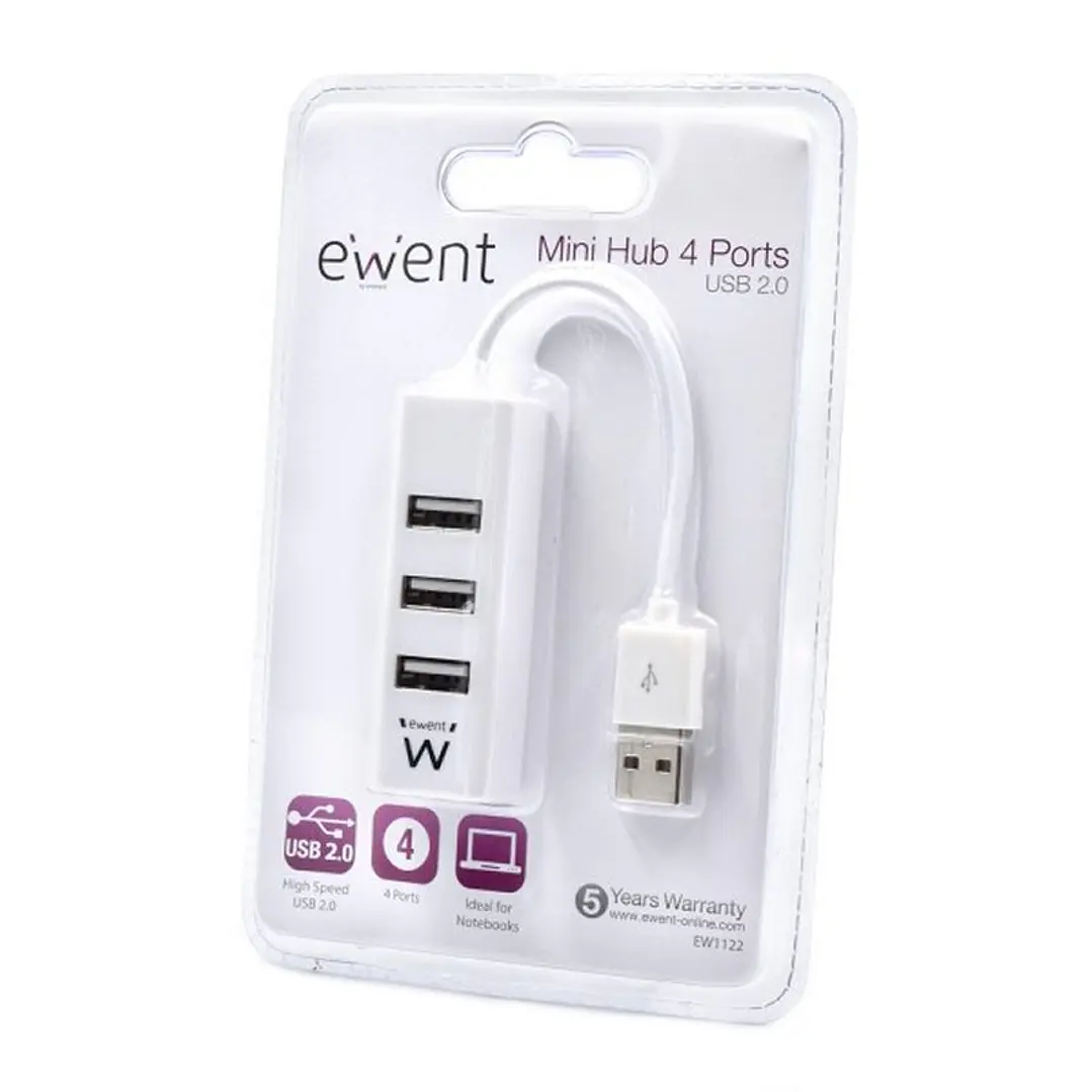 EWENT EW1122 MINI-HUB USB 4 PUERTOS BLANCO 2