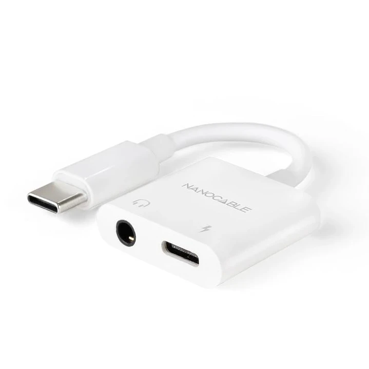 Nanocable Adaptador USB-C a Jack+USB-C/H PD 60W 1