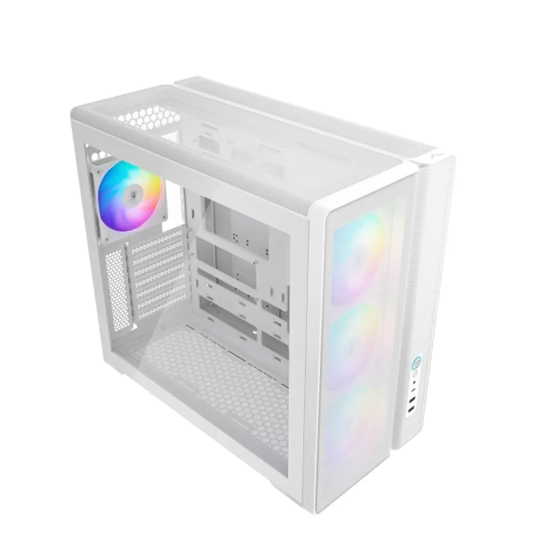 Sama S50 Caja Torre ATX - Lateral Cristal Templado - 2 x USB-A 3.0, 1 x USB-C 3.2 - 1 x Audio 1 x  Micro - 4 Ventiladores ARGB - Color Blanco 1
