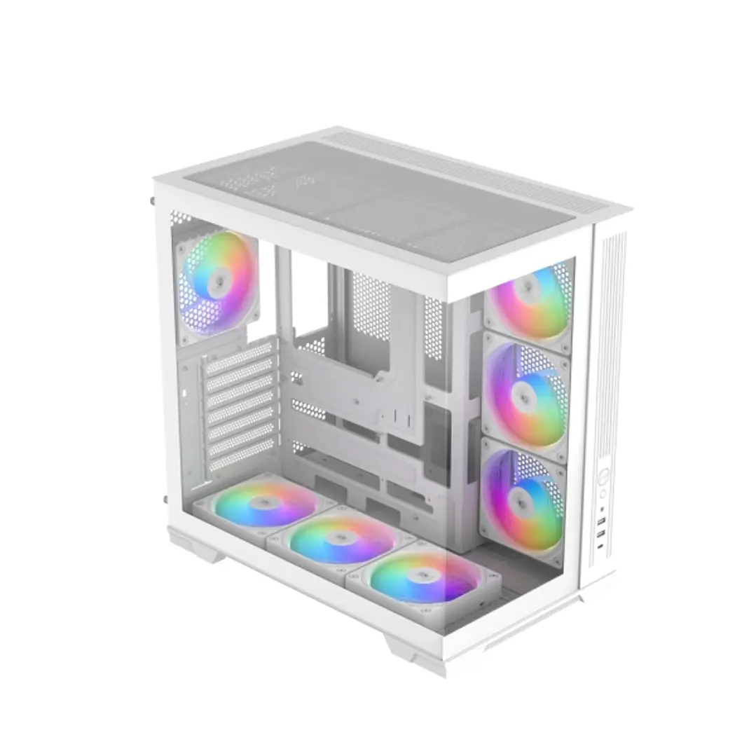 Sama V52 Caja Torre ATX - Lateral Cristal Templado  - 2 x USB-A 3.0, USB-C 3.2 - 1 x Audio + Micro - 7 Ventiladores ARGB - Color Blanco 1