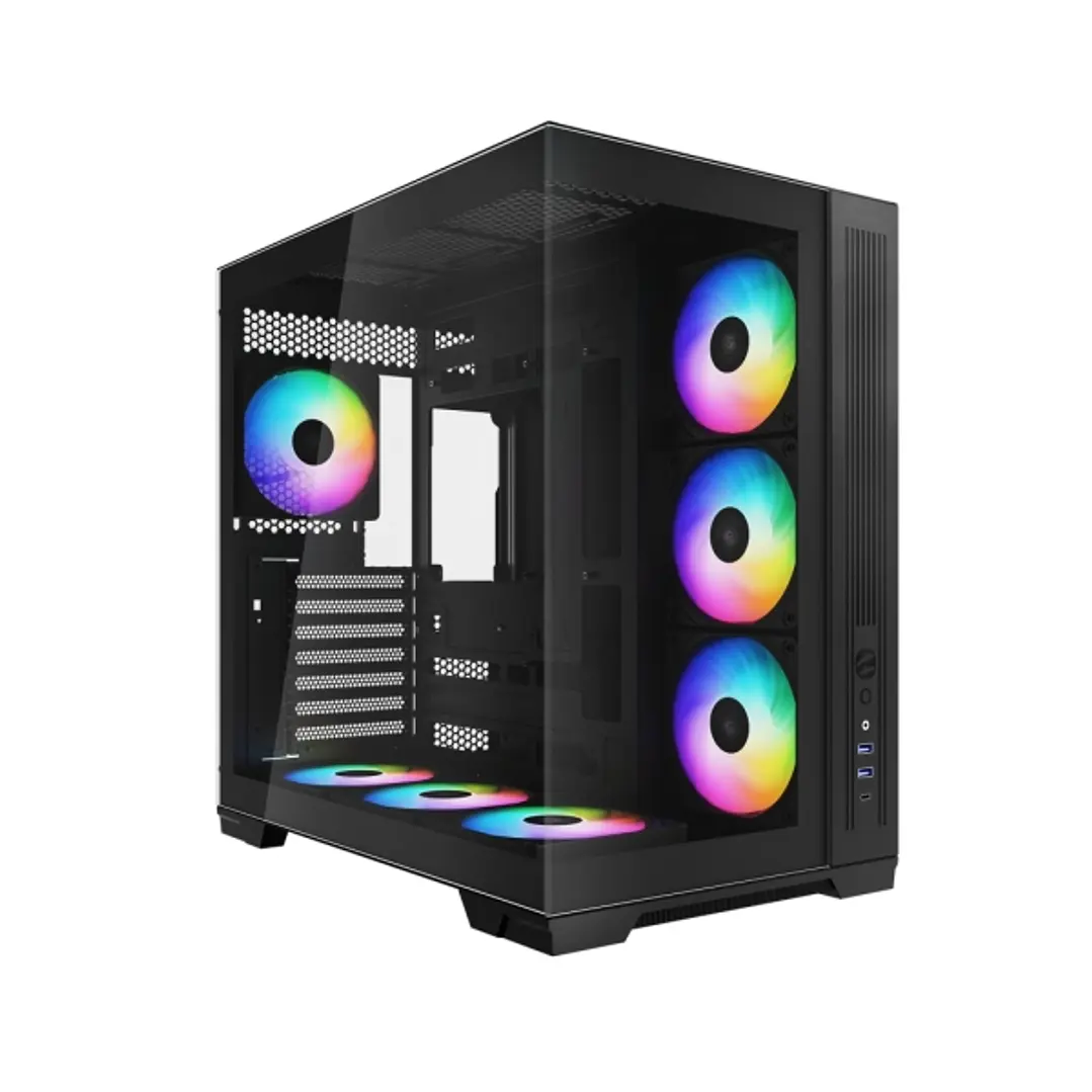 Sama V52 Caja Torre ATX - Lateral Cristal Templado  - 2 x USB-A 3.0, USB-C 3.2 - 1 x Audio + Micro - 7 Ventiladores ARGB - Color Negro 1