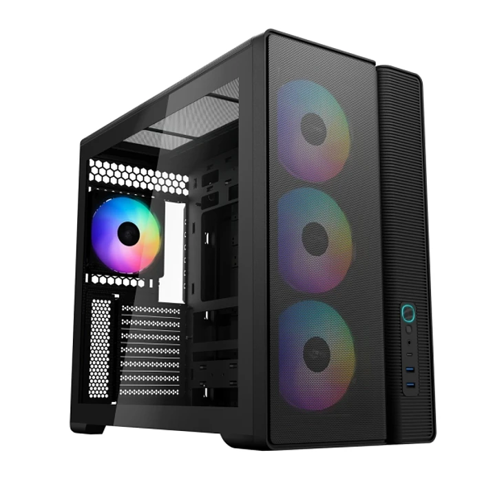 Sama S50 Caja Torre ATX - Lateral Cristal Templado - 2 x USB-A 3.0, 1 x USB-C 3.2 - 1 x Audio 1 x  Micro - 4 Ventiladores ARGB - Color Negro 1