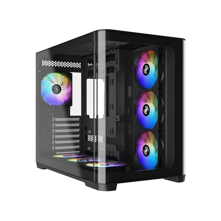 Sama V60 Caja Torre ATX - Lateral Cristal Templado Curvado  - 2 x USB-A 3.0, USB-C 3.2 - 1 x Audio + Micro - 7 Ventiladores ARGB - Color Negro 1