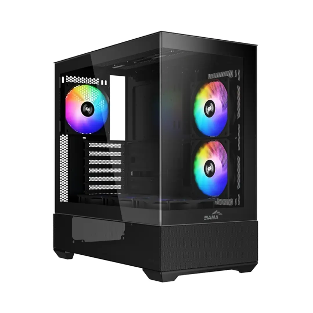 Sama V40 Caja Torre ATX - Lateral Cristal Templado  - 2 x USB-A 3.0, USB-C 3.1 - 1 x Audio 1 x Micro - 6 Ventiladores ARGB - Color Negro 1