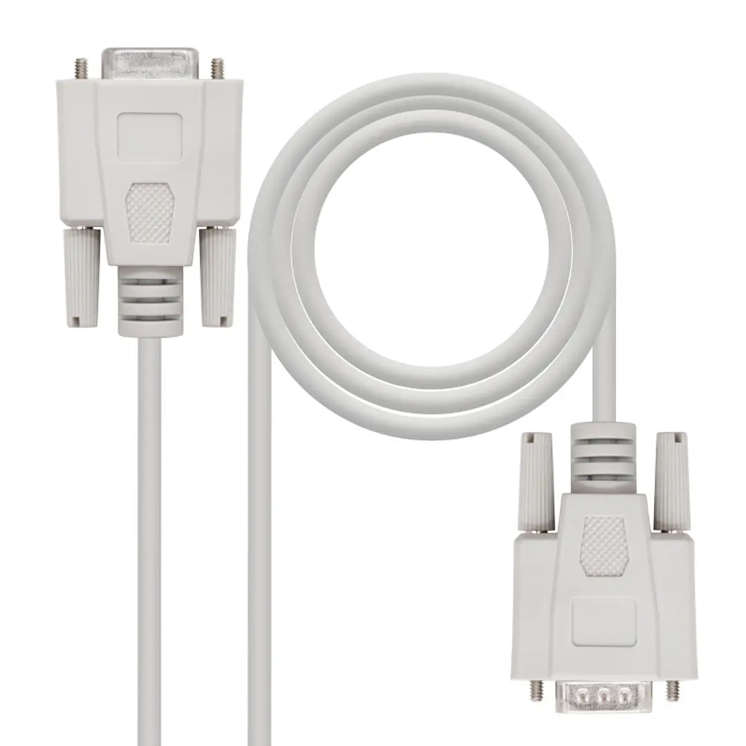 Nanocable Cable Serie RS232, DB9 M-H, Beige, 1.8m 1