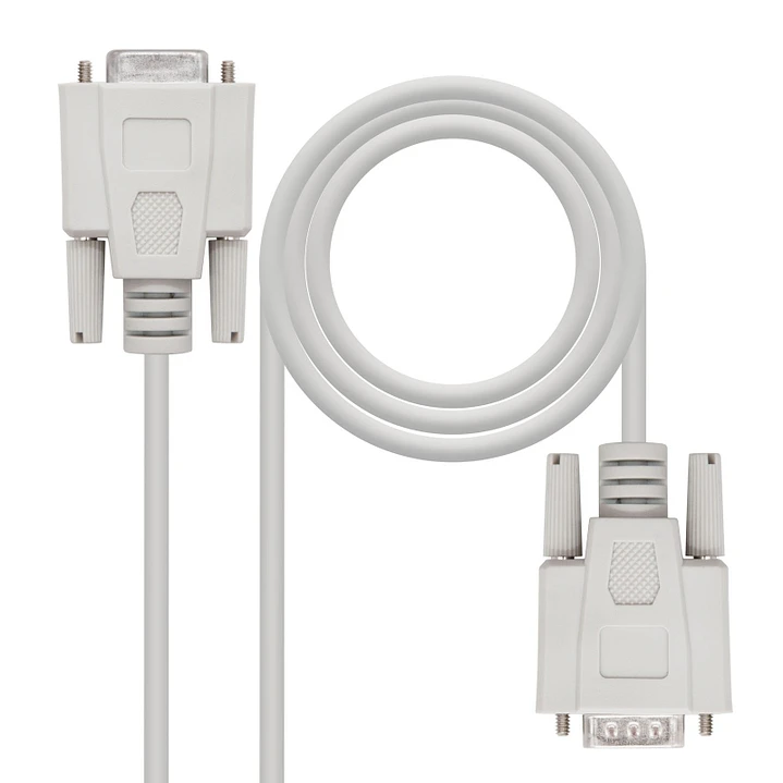 Nanocable Cable Serie RS232, DB9 M-H, Beige, 1.8m 1