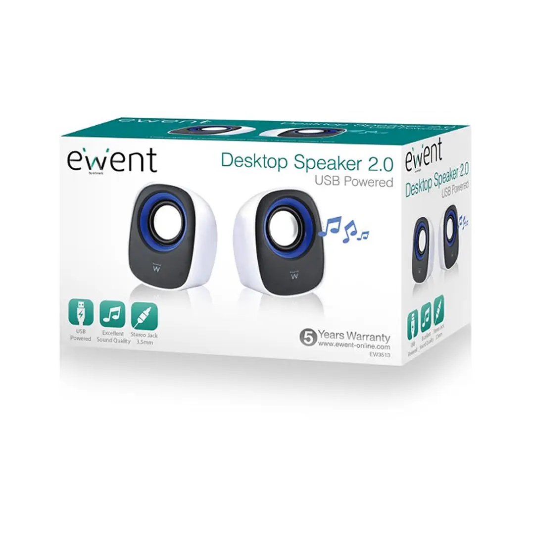 EWENT Altavoces escritorio 2.0 usb 3