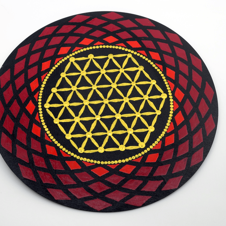 MANDALA FLOR DE LA VIDA RED & GOLD 45 CM