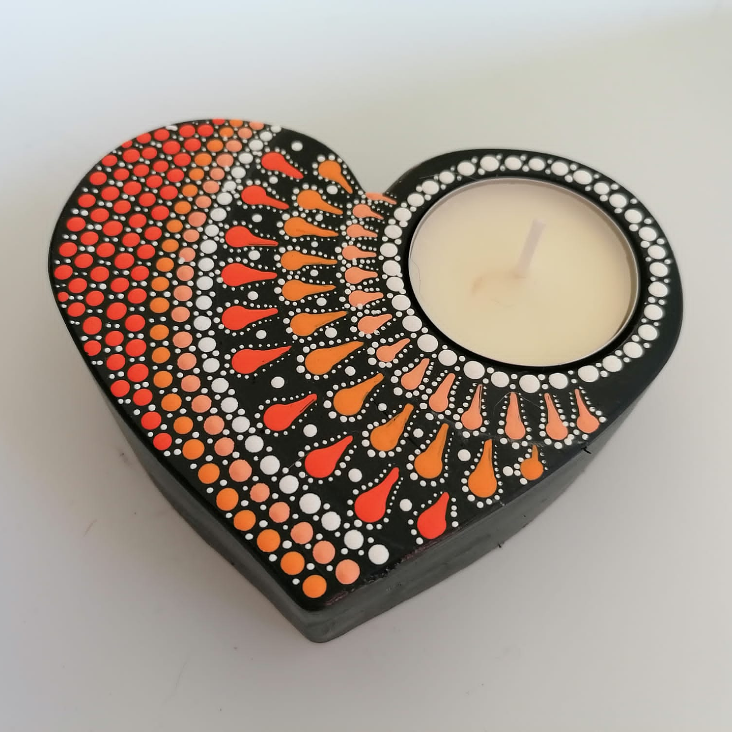 PORTA VELAS CORAZÓN NARANJA 10 CM 1