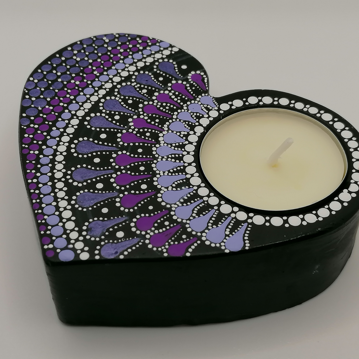 PORTA VELAS CORAZÓN LILA 10 CM 2