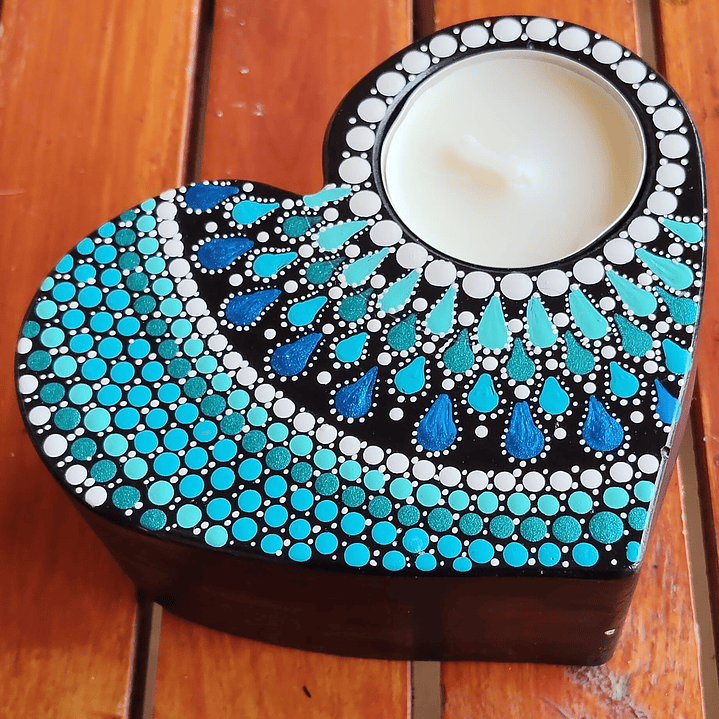 PORTA VELA CORAZÓN AZUL 10 CM  3