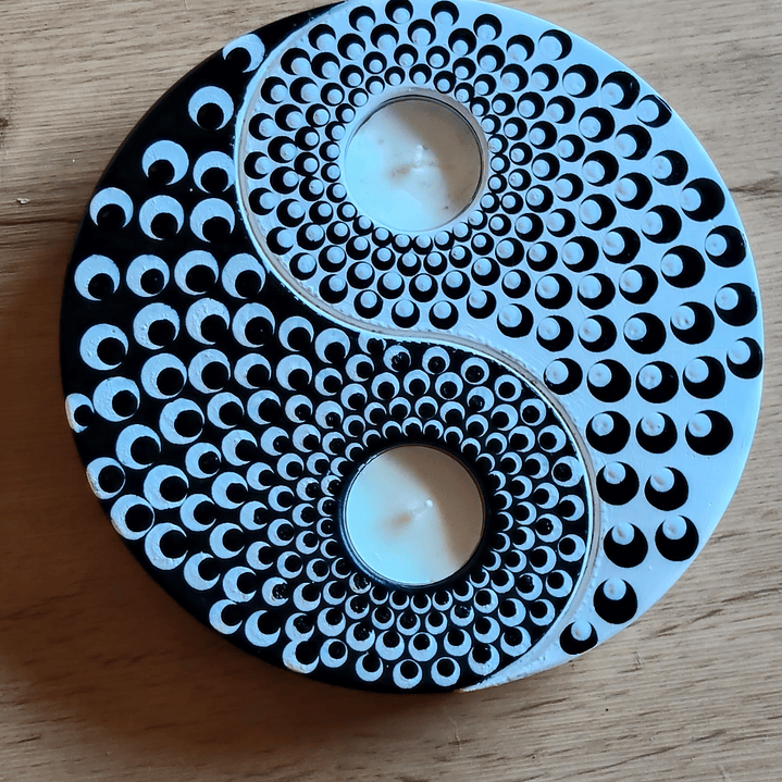 PORTA VELAS  XL YIN YANG PUNTOS 20 CM  2