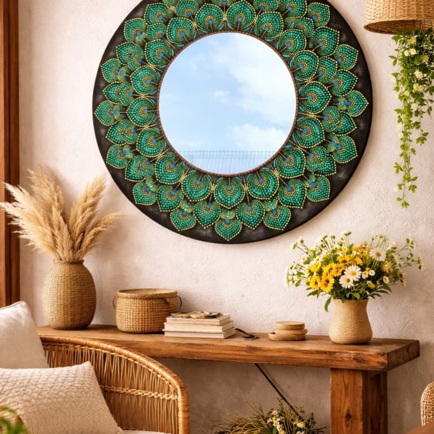 ESPEJO MANDALA PEACOCK 45 CM 1