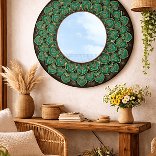 ESPEJO MANDALA PEACOCK 45 CM