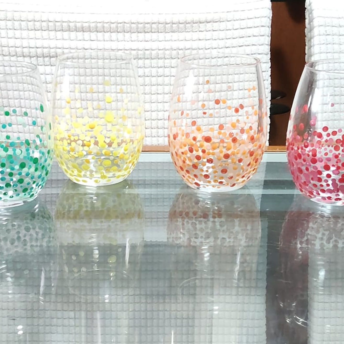 conjunto de  6 vasos de vidrio con mandala 1