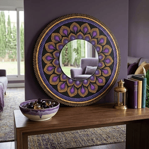 ESPEJO NARANJA Y MORADO 45 CM