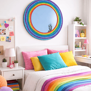 ESPEJO MANDALA MULTICOLOR 45 CM DIAMETRO CON 30 CM DE ESPEJO