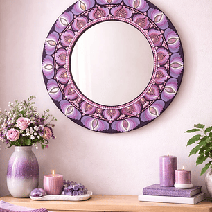ESPEJO MANDALA PURPLE 50 CM  