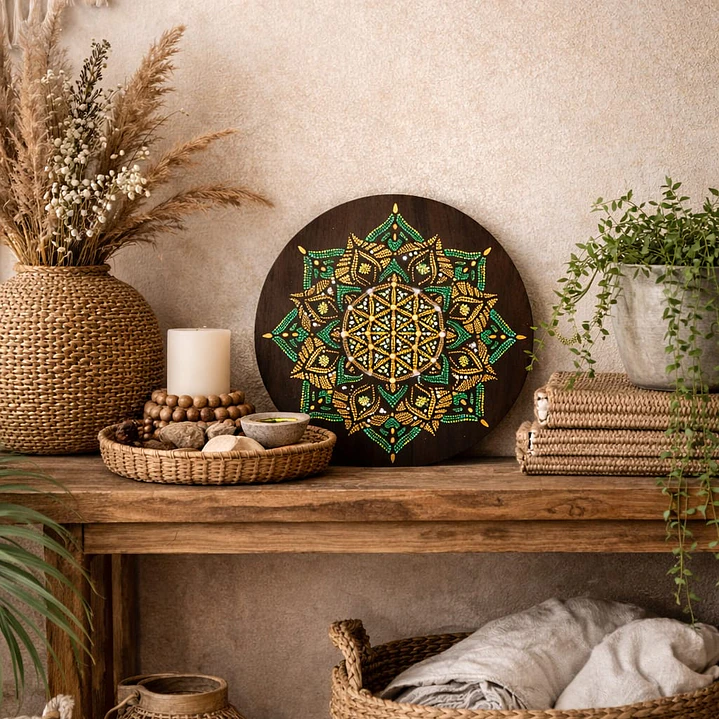 MANDALA FLOR DE LA VIDA VERDE 30 CM 1