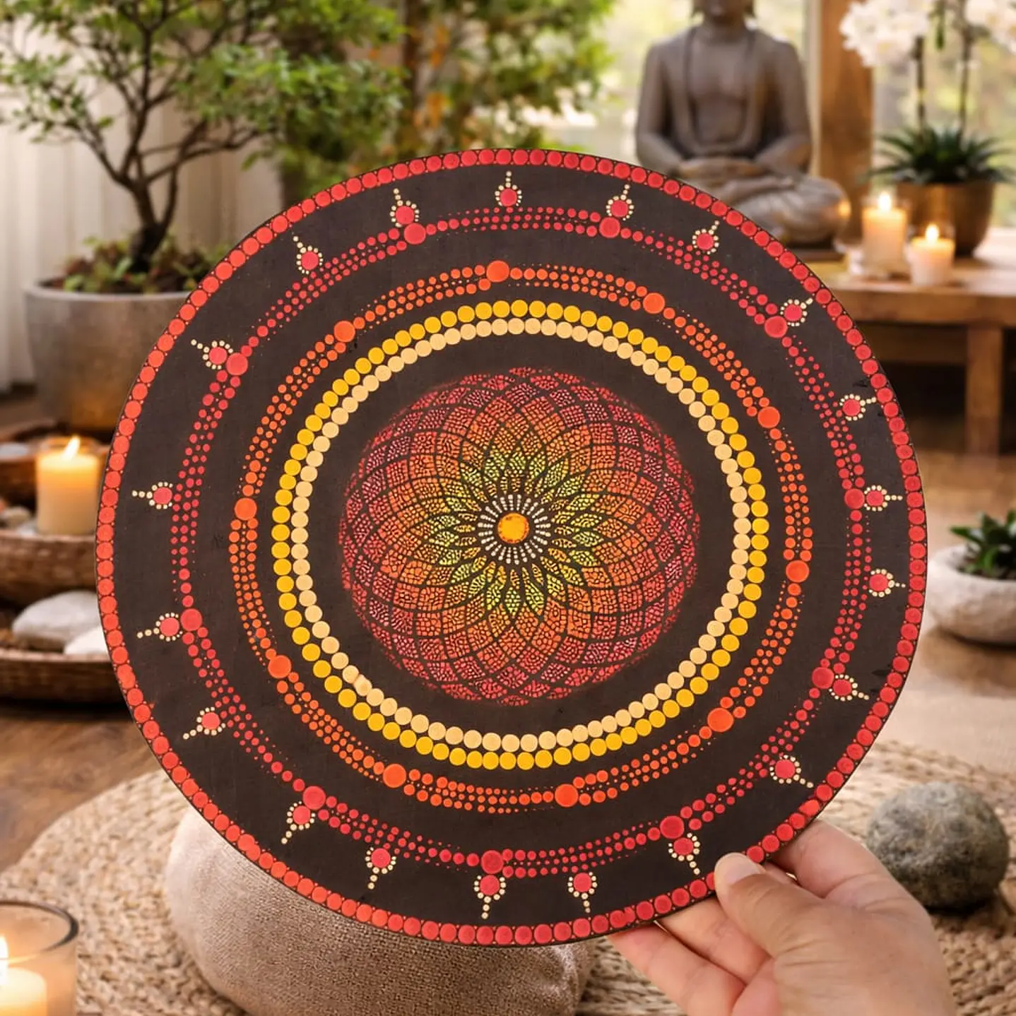 MANDALA GEOMETRIA ROJO 30 CM 1