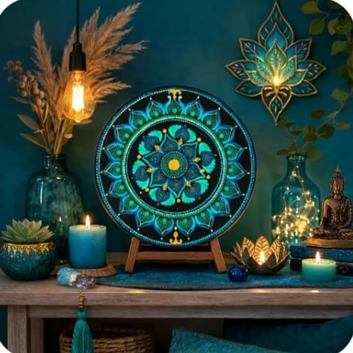MANDALA PARED GREEN FLOWER 45 CM 1