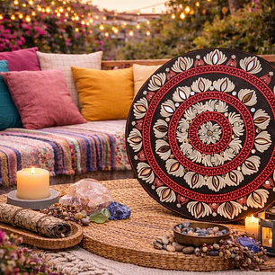 MANDALA RED & SILVER 