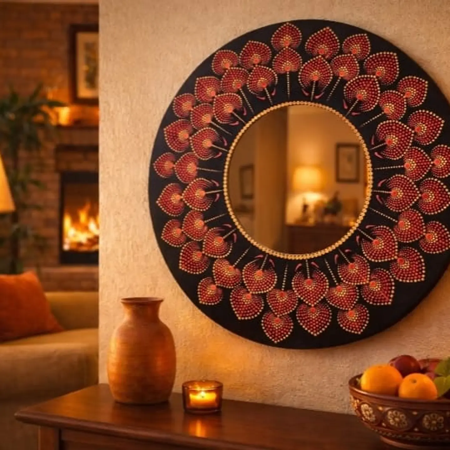 ESPEJO MANDALA RED FOREST 45 CM 1