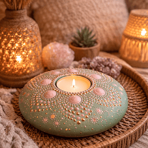 PORTA VELAS  GRANDE TRANQUILIDAD 15 CM