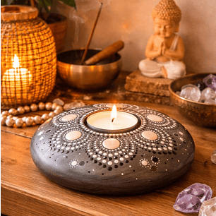 PORTA VELAS GRANDE FLOR PERLADA 15 CM 