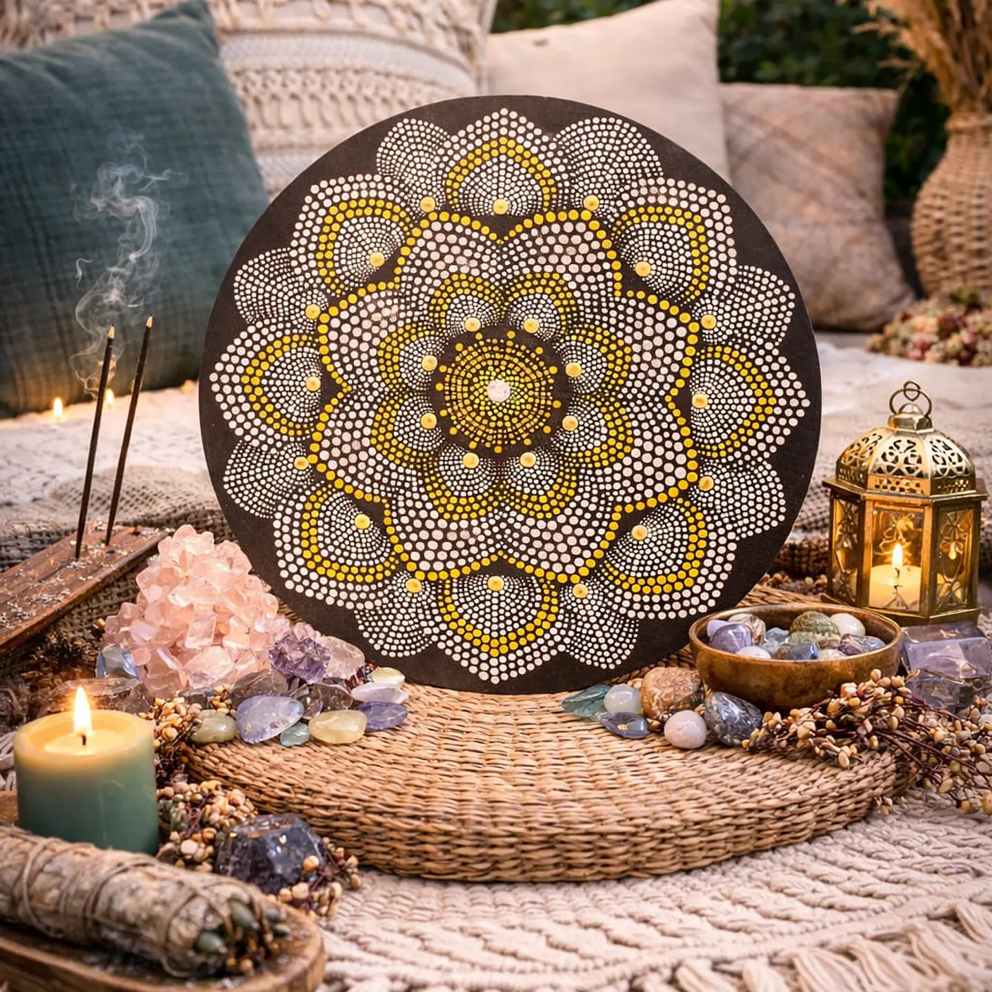 MANDALA WHITE FLOWER 30 CM 1