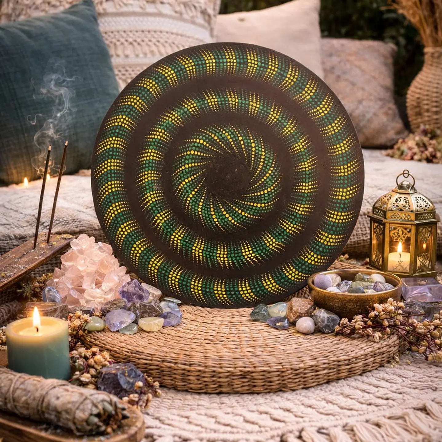 MANDALA SERPIENTE ORUGUS VERDE 30 CM 1