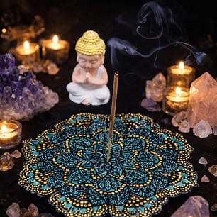 INCENSÁRIO VERDE ESMERALDA METALIZADO 14 CM