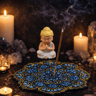 INCENSÁRIO AZUL METALIZADO 14 CM