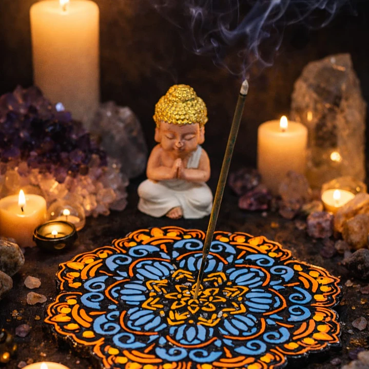 INCENSÁRIO NARANJA Y TURQUESA 14 CM 1