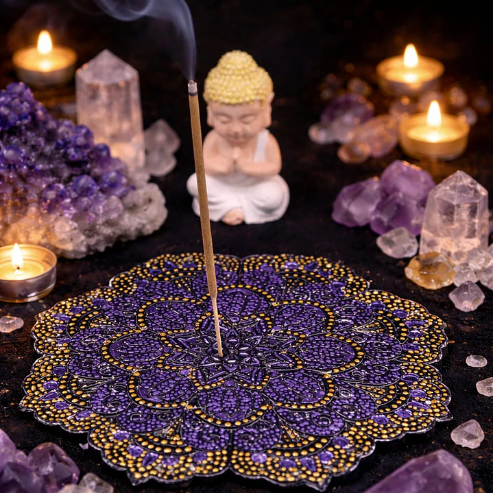 INCENSÁRIO MORADO METALIZADO 14 CM 1