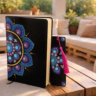 LIBRETA FLOR TURQUESA Y MORADA