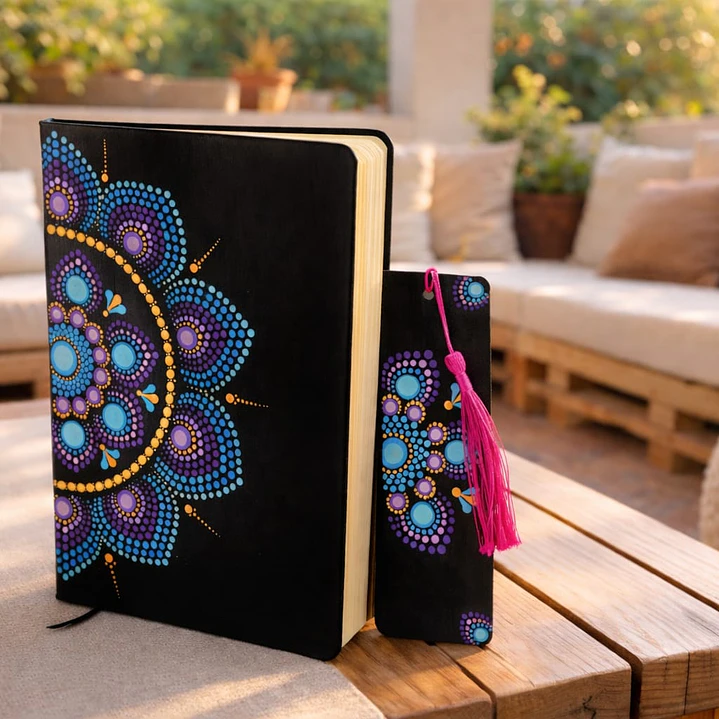 LIBRETA FLOR TURQUESA Y MORADA 1