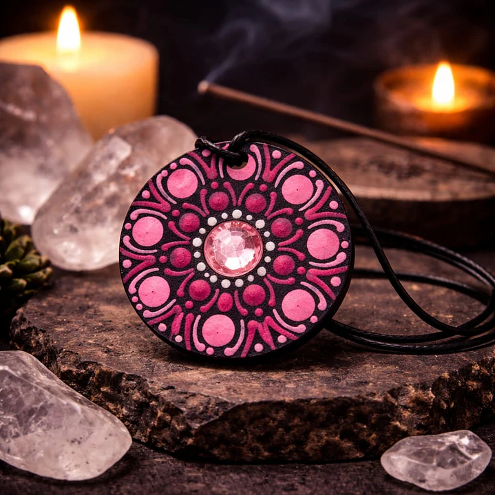 COLGANTE ROSA CON GEMA CENTRAL 1