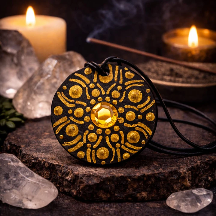 COLGANTE DORADO CON GEMA CENTRAL 1