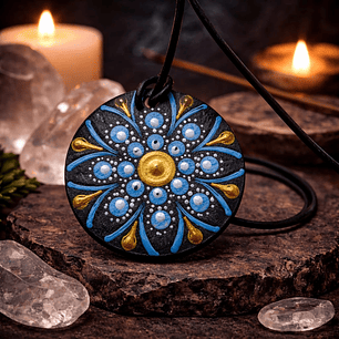 COLGANTE AZUL Y DORADO