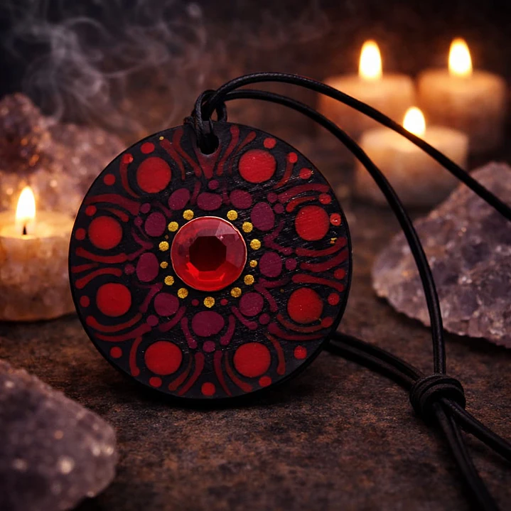 COLGANTE ROJO CON GEMA CENTRAL 1